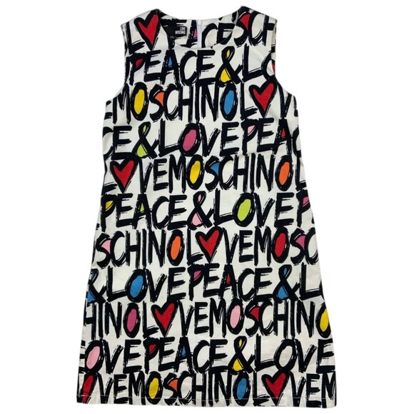 Love Moschino Peace & Love Logo All Over Print Dress 2 Shift Mini - Picture 15 of 16